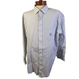 Brooks Brothers Mens Long Sleeve Button Down Pinstripe Embroidered Sz 19 34/35